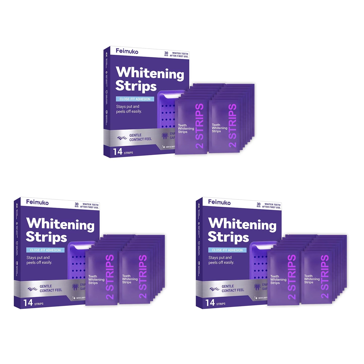 Purple Teeth Whitening Strips Oral Hygiene Fresh Breath Brighten Tooth Bleaching Long Lasting Oral Care Tooth Whitener Patches